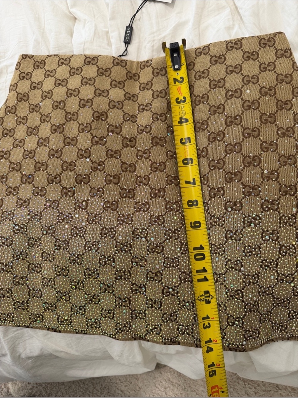 Gucci Tan Brown GG Crystal-Embellished Mini Skirt - Picture 7 of 7